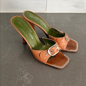 Donald J. Pliner Brown Leather Heels with Buckle